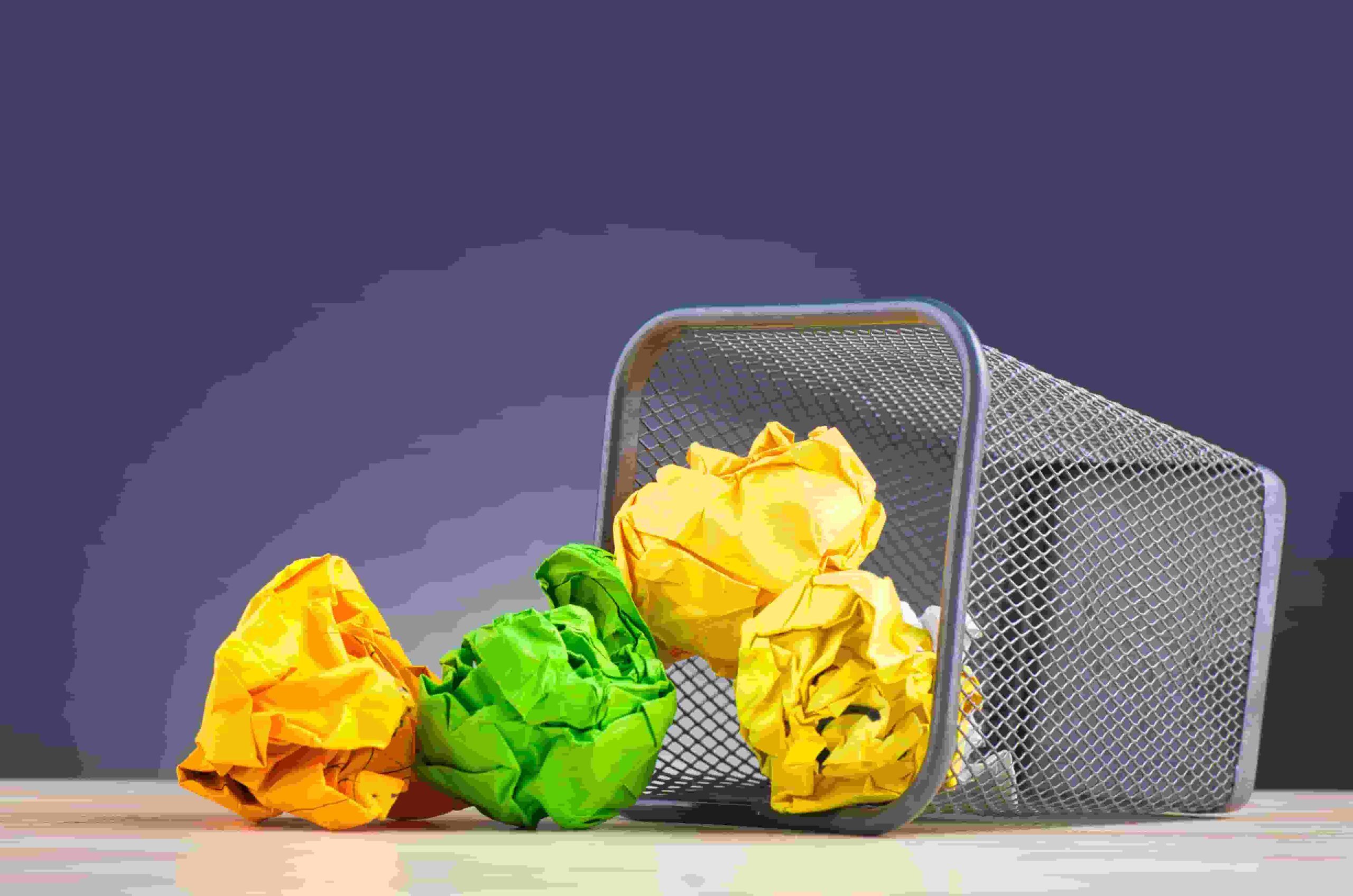 Crumpled office paper waste